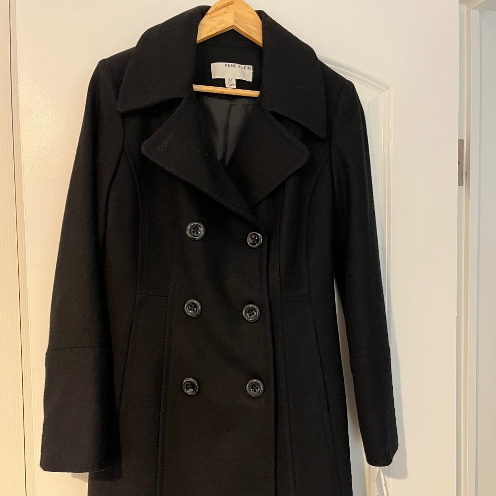 Anne Klein black button up coat. NWT.